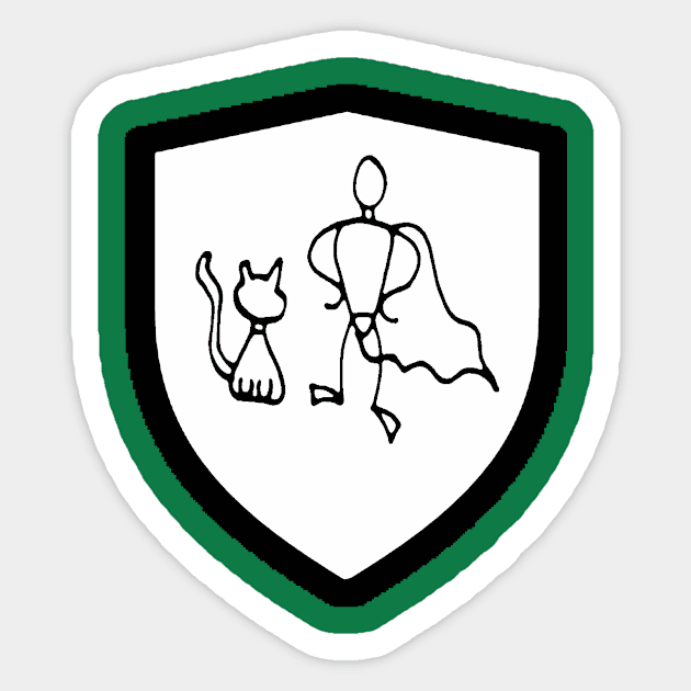 White/Black Cat Hero Shield Sticker by BradyRain